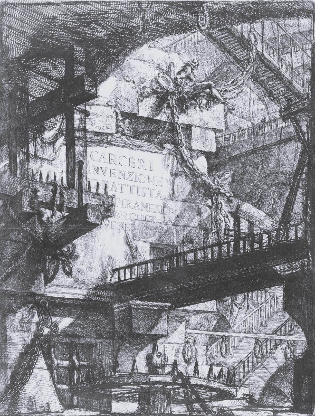 Title plate from the second edition of Piranesi's Carceri d'Invenzioone, 1761.